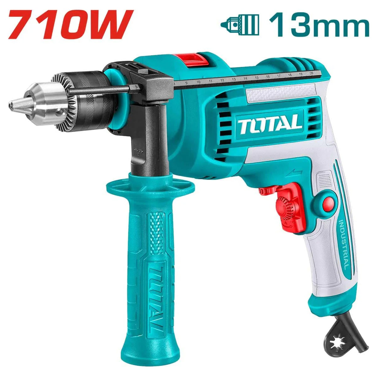 TOTAL TG1071366 Impact Drill - شنيور عاده و دقاق 13 مم ظرف معدن قدرة 710 وات TOTAL موديل TG1071366