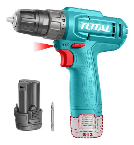 TOTAL TDLI12456 Cordless Drill Driver - شنيور 12 فولت 20 نيوتن 1 بطاريه تايب سي بدون شاحن