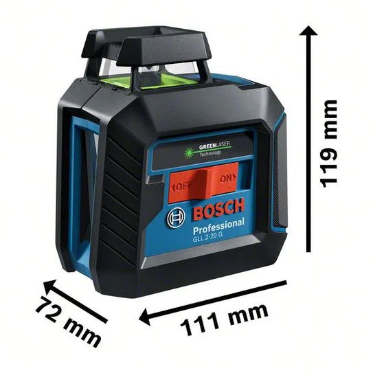 Bosch GLL 2-20 Laser Level - ميزان ليزر 2 خط 360 درجة 20 متر أخضر BOSCH موديل GLL 2-20 G