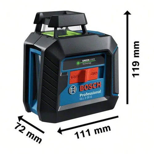 Bosch GLL 2-20 Laser Level - ميزان ليزر 2 خط 360 درجة 20 متر أخضر BOSCH موديل GLL 2-20 G