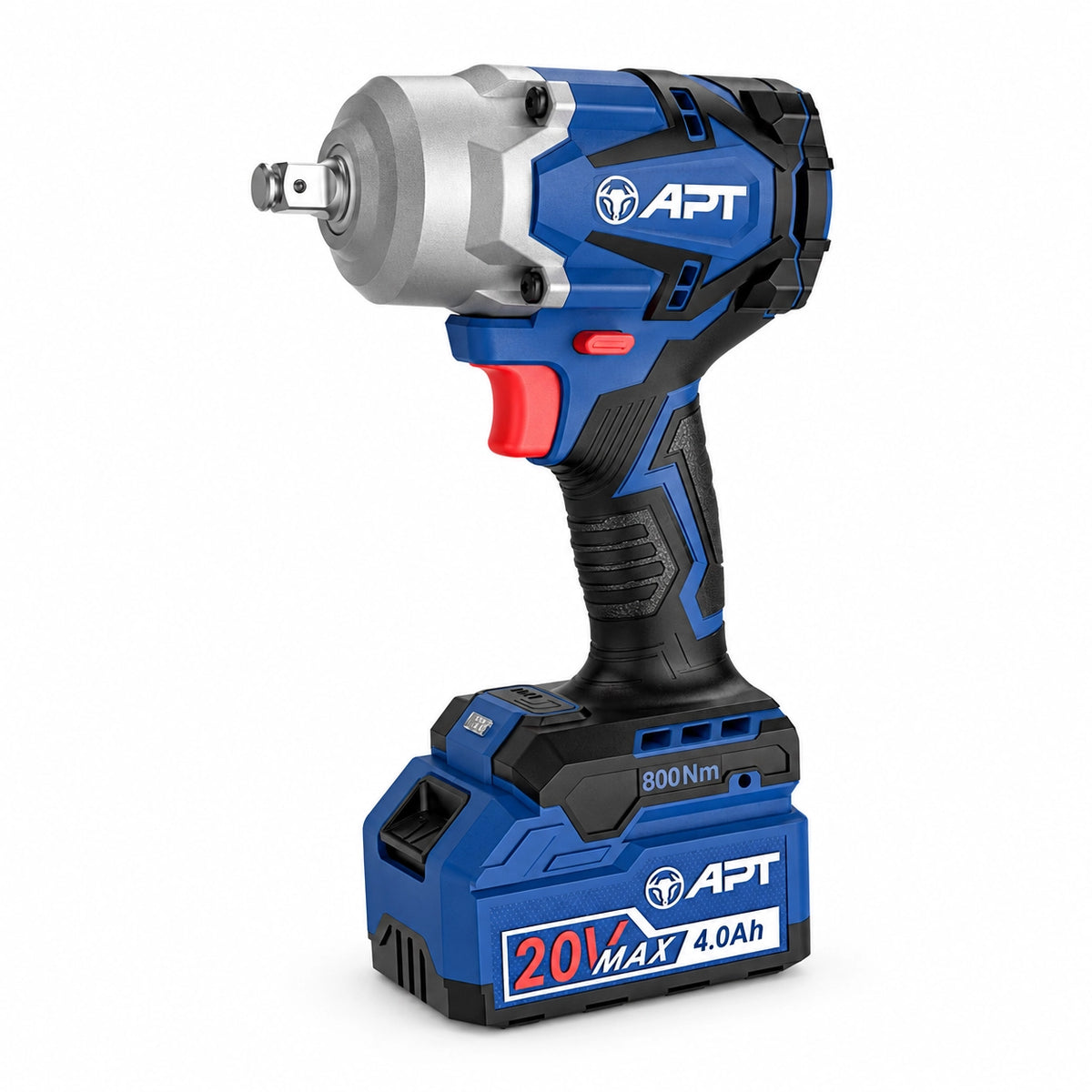 APT DW2504800-4.0x2BMC Cordless Impact Wrench - شنيور فك و ربط 1/2 3 سرعه 20 فولت 800 نيوتن/متر 2 بطاريه 4.0 امبير شنطه بلاستيك براشلسيس DW2504800-4.0x2BMC