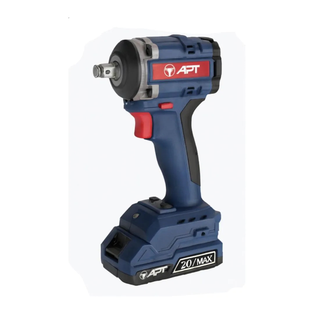 APT DW2504345-2.0x2BMC Cordless Impact Wrench - شنيور فك و ربط 1/2 20 فولت 350 نيوتن/متر 2 بطاريه 2.0 امبير شنطه بلاستيك براشلسيس DW2504345-2.0x2BMC