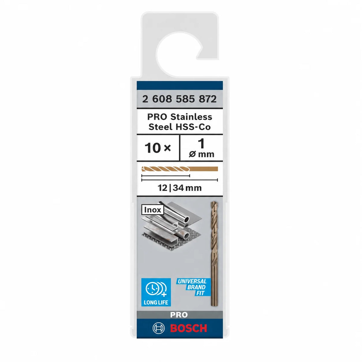 Bosch PRO HSS-Co Cobalt Drill Bits Pack of 10 - علبة 10 بنط بوش كوبالت للأستانلس