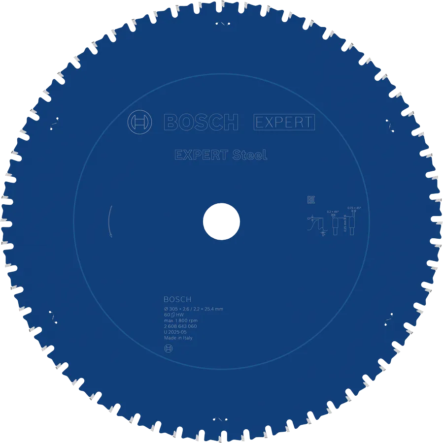 Bosch EXPERT Steel Circular Saw Blade 12 Inch 305mm 60T for Mitre Dry Cutters - صينية منشار Bosch EXPERT للحديد 12 بوصة 305