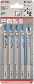 Bosch T 318 AF Flexible for Metal Jigsaw Blades 5 Pieces - طقم أسلحة منشار أركت Bosch T 318 AF مرنة للمعادن 5 قطع