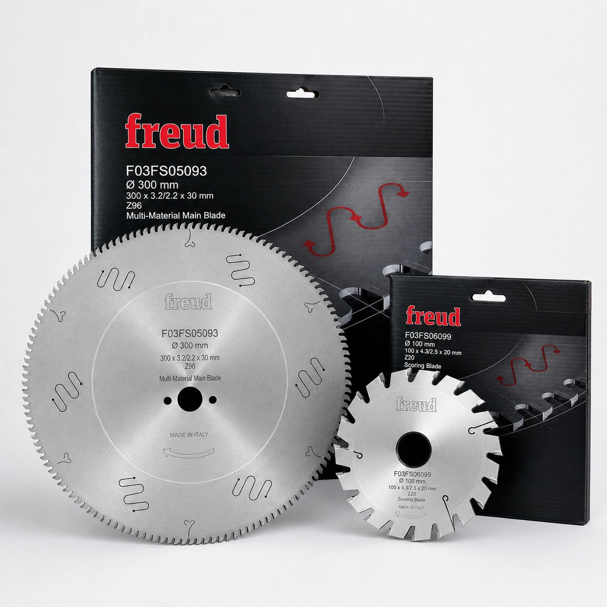 Freud Panel Saw Blade Set 300mm 96T + Scoring Blade 100mm 20T - طقم صواني Freud للبانل صو رئيسي 300 مم 96 سن + محز 100 مم 20